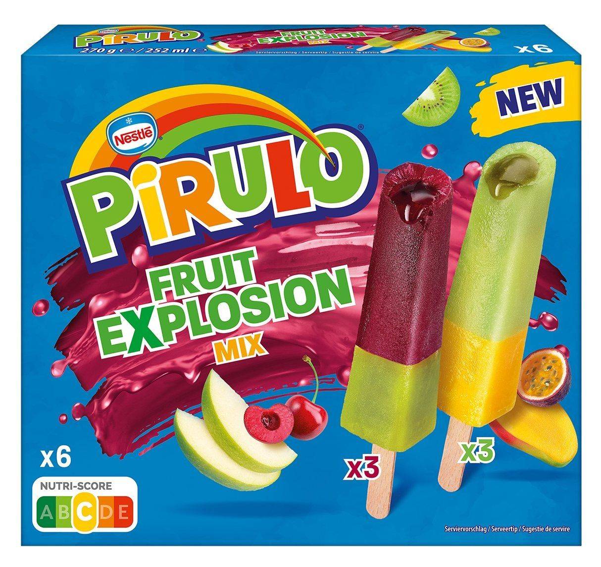 Neue Pirulo Fruit Explosion: Zwei fruchtige Sorten mit flssigem Saucenkern  | Froneri